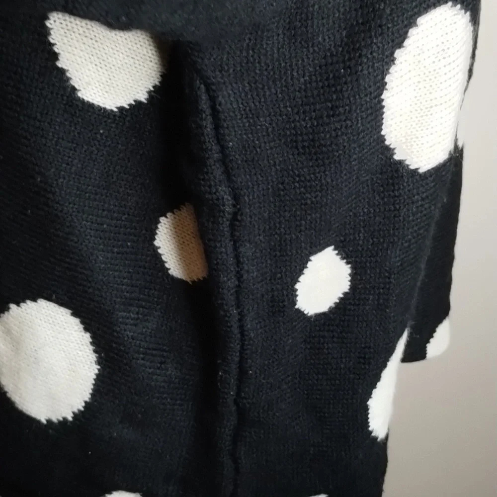 Leshop black white polkadot crop boatneck sweater Sz M/L